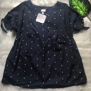 Maternity Tunic High-low Sz.S Navy White Polka New